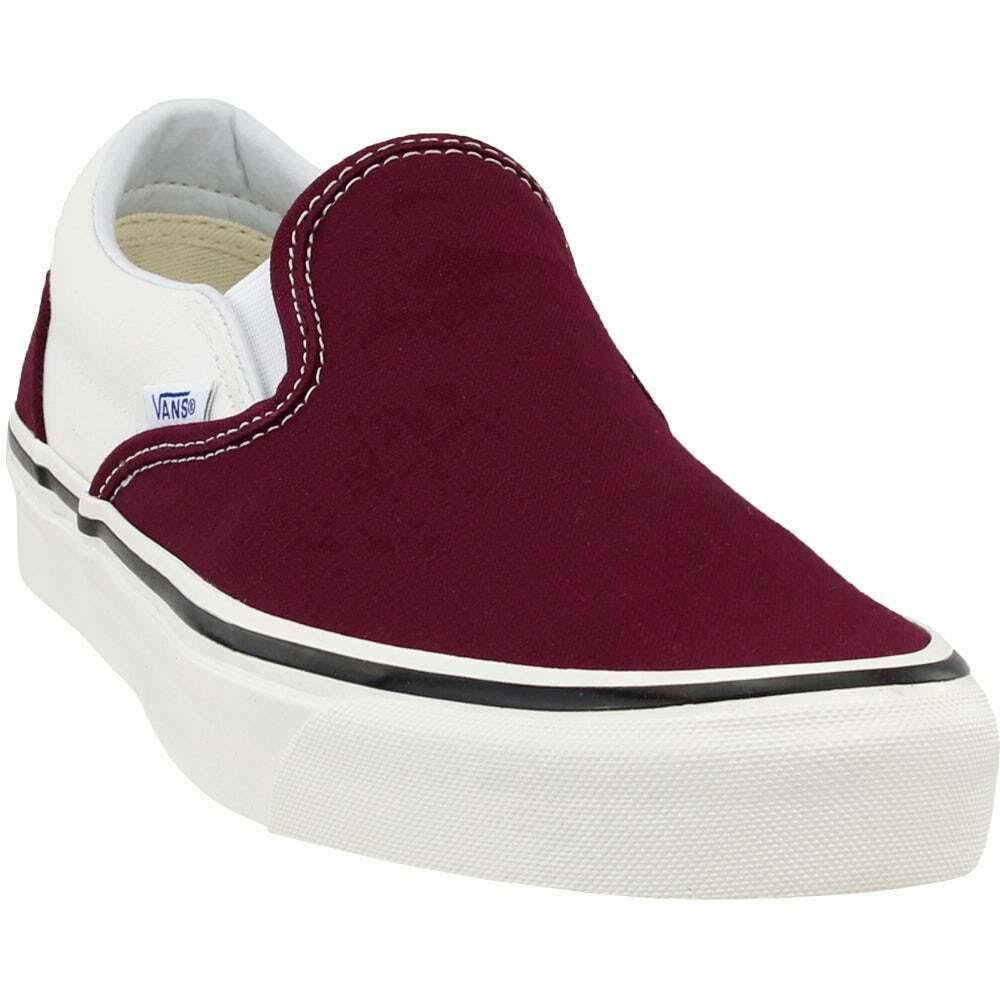 Burgundy White Slip-On Shoes O588896