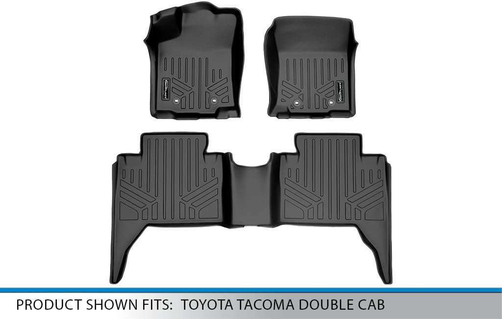 Custom Fit 2 Row Floor Mats Black for 2018-2022 Toyota Tacoma Double Cab X707721
