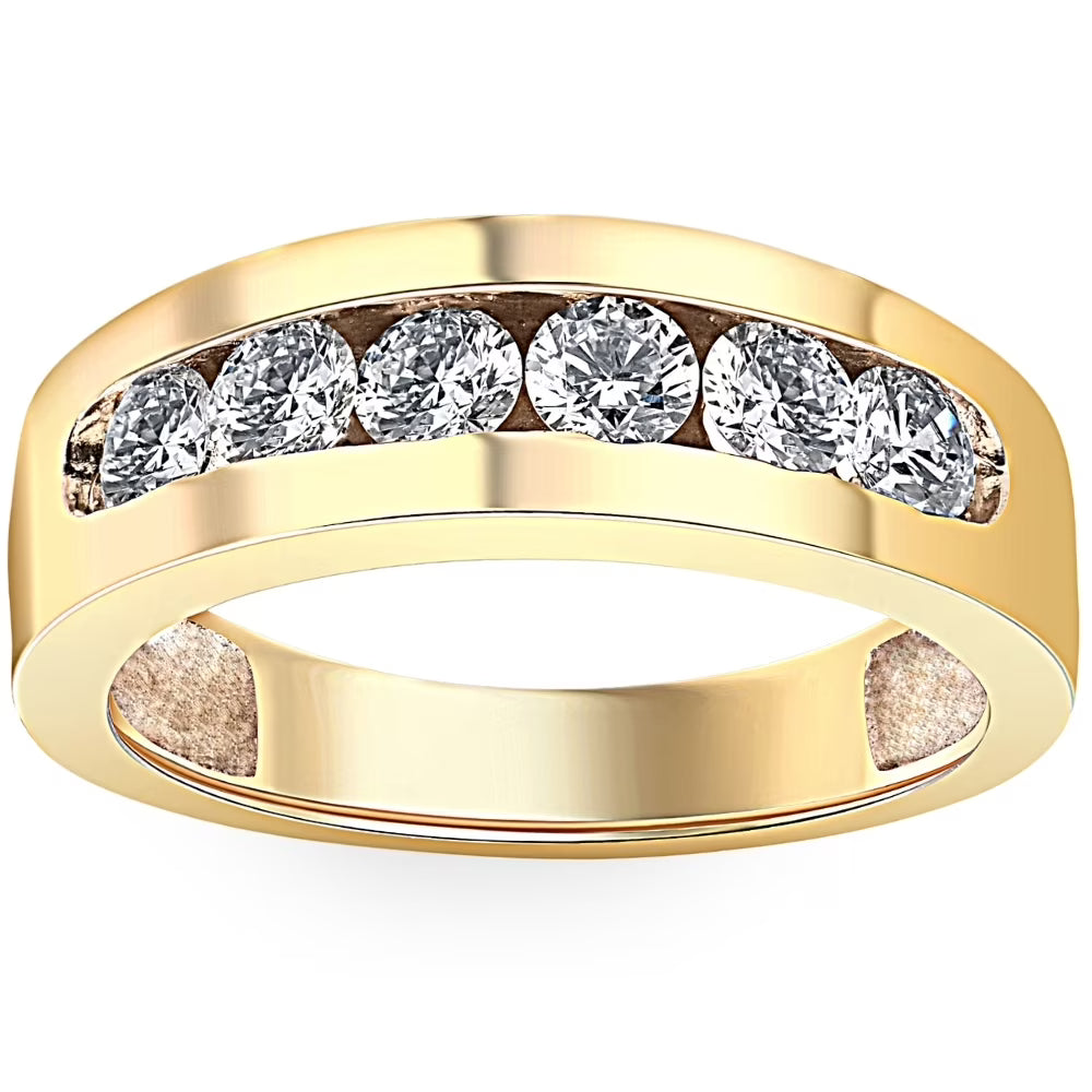 14k Yellow Gold Lab Grown Diamond Channel Set Mens Ring J7583