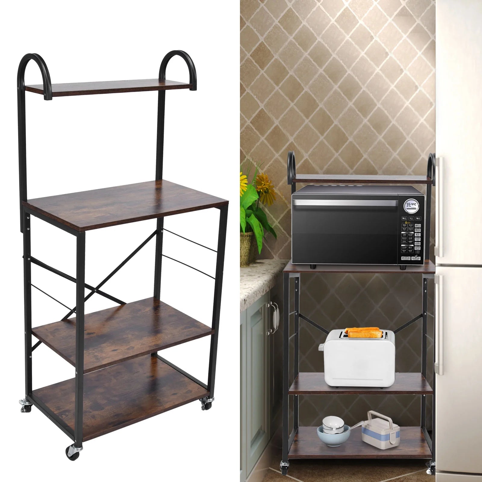 Microwave Storage Stand with Wheels Utility Shelf R623211