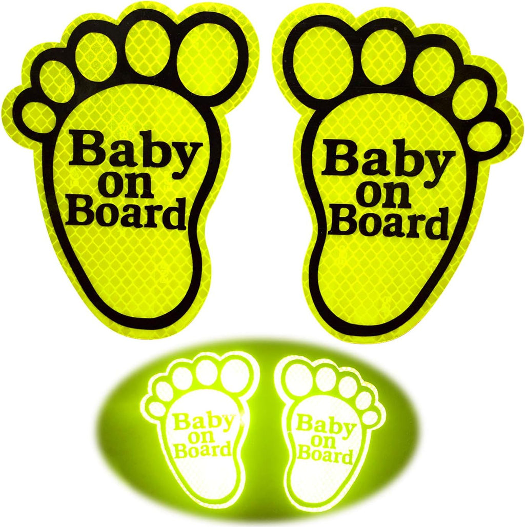 2PCS Fluorescent Green Baby on Board Car Decals Sticker L807