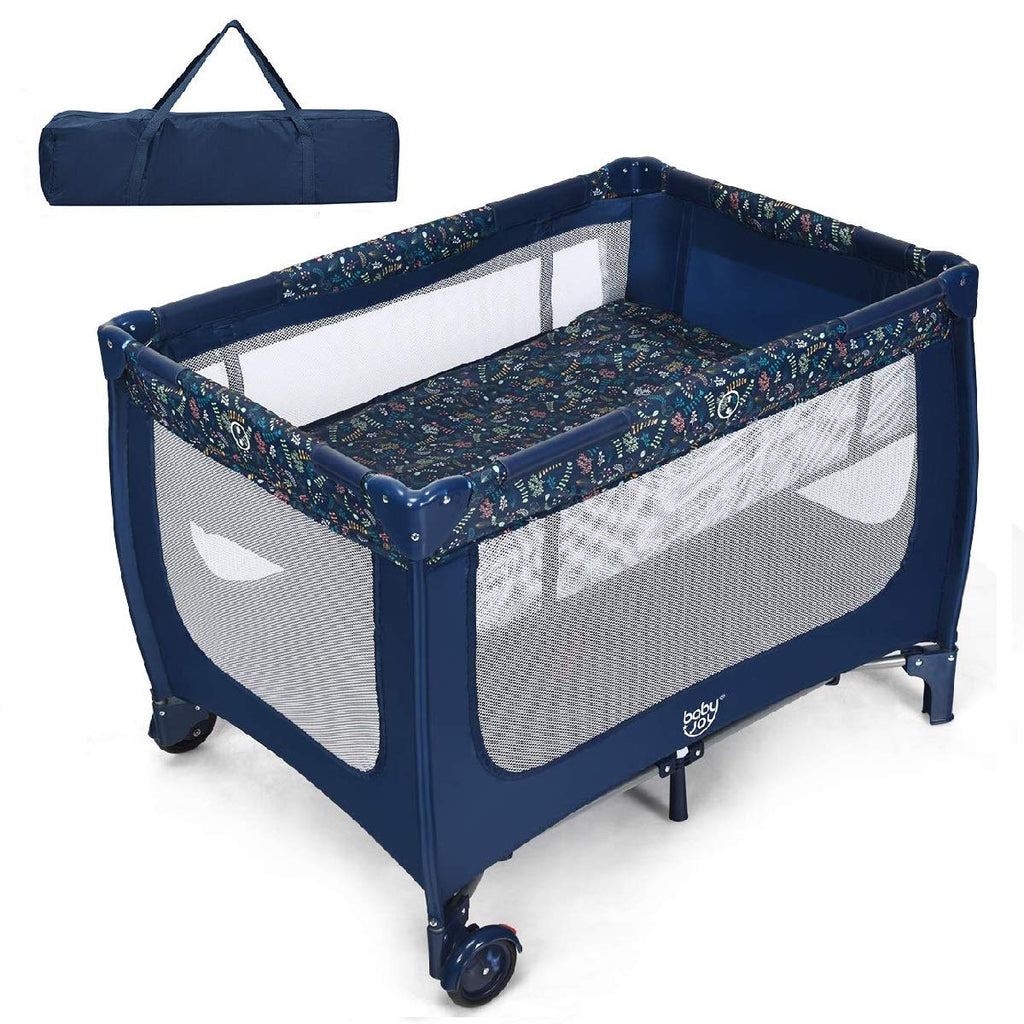Blue Foldable Baby Playard with Carry Bag F3176