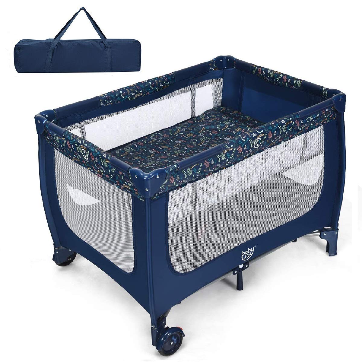 Blue Foldable Baby Playard with Carry Bag F3176