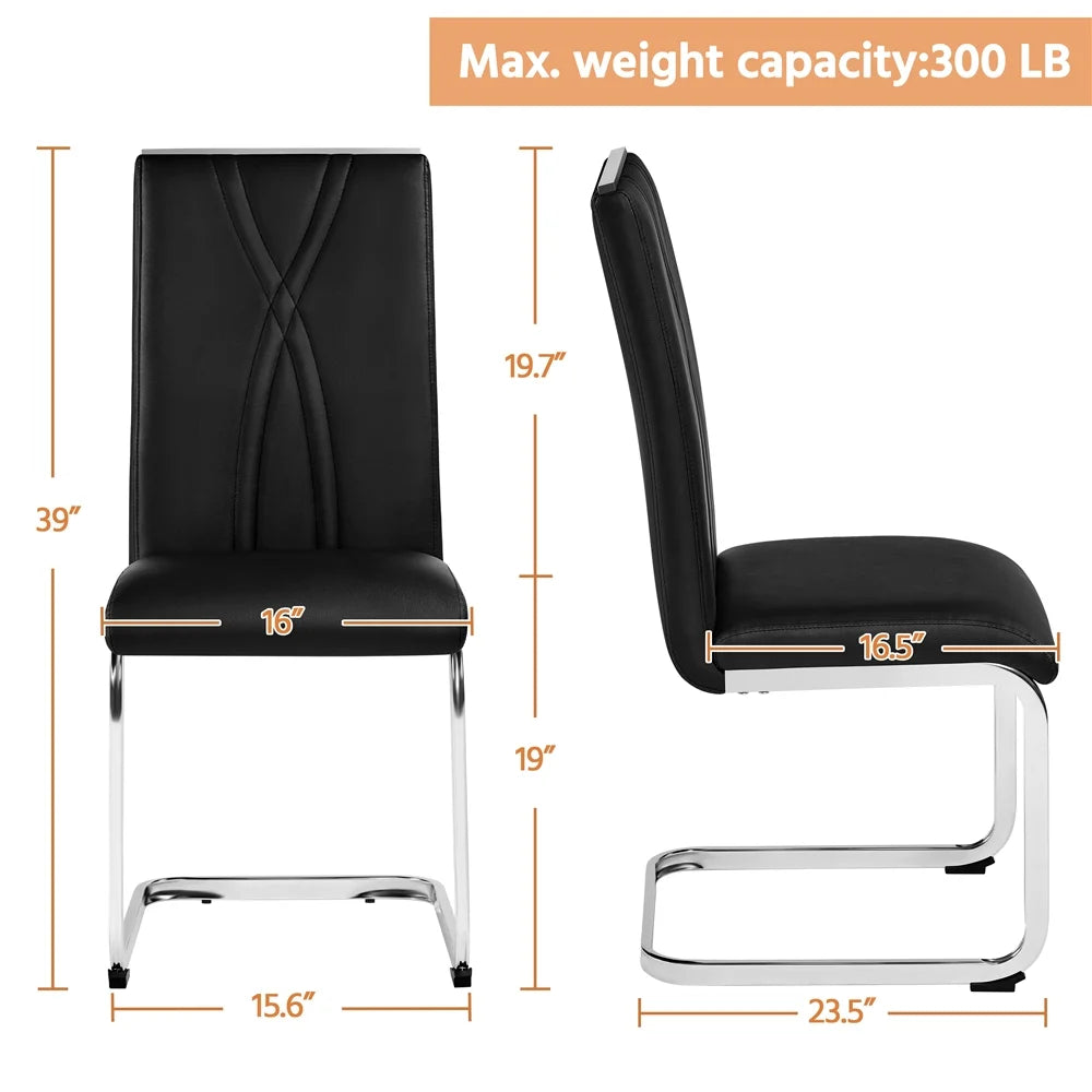 Black Faux Leather Dining Chairs Set of 2 B88461