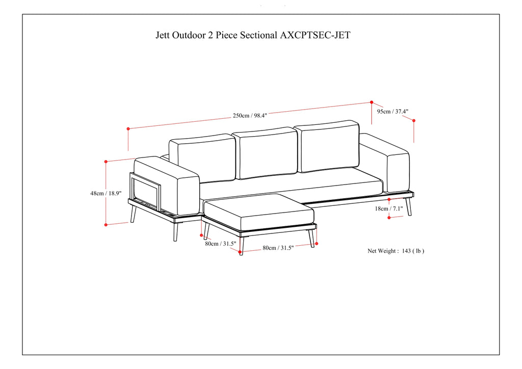 Slate Gray Outdoor 2 Piece Sofa Sectional V519631