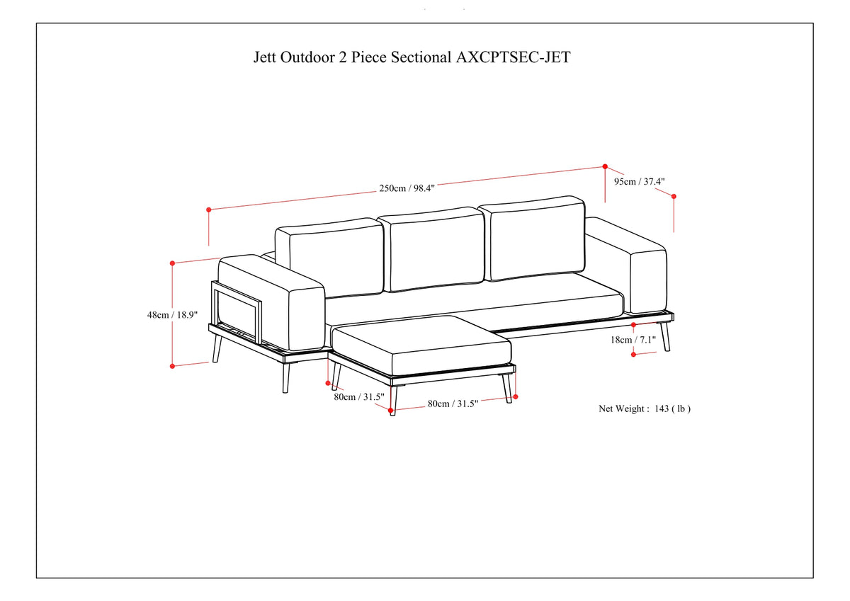 Slate Gray Outdoor 2 Piece Sofa Sectional V519631