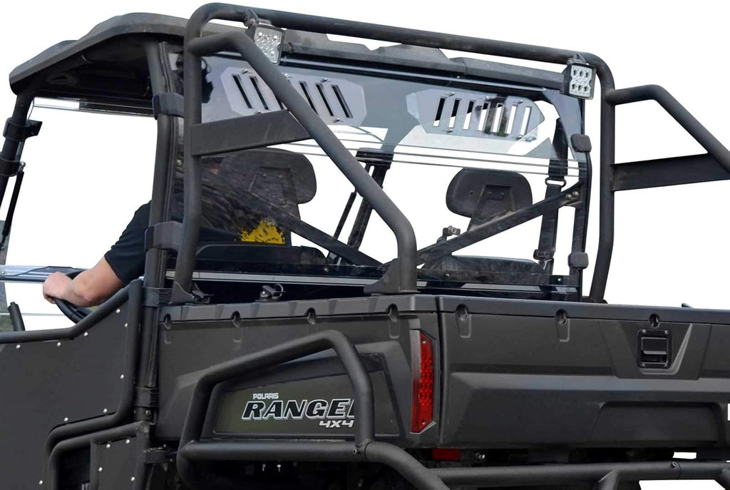 Vented Rear Windshield for Polaris Ranger Full Size 570 / Crew, 1/4” Clear Polycarbonate with Sliding Vents G56051