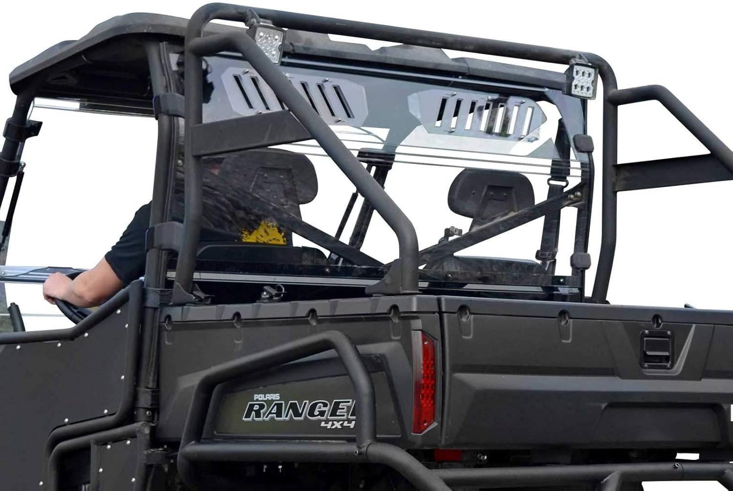 Vented Rear Windshield for Polaris Ranger Full Size 570 / Crew, 1/4” Clear Polycarbonate with Sliding Vents G56051