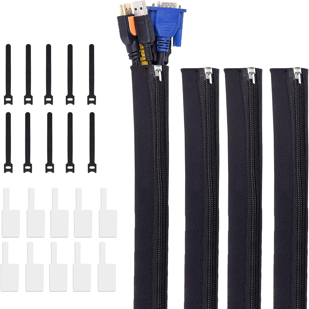 Cable Management Protection Sleeves with Reusable Cable Ties and Name Sticker S971374