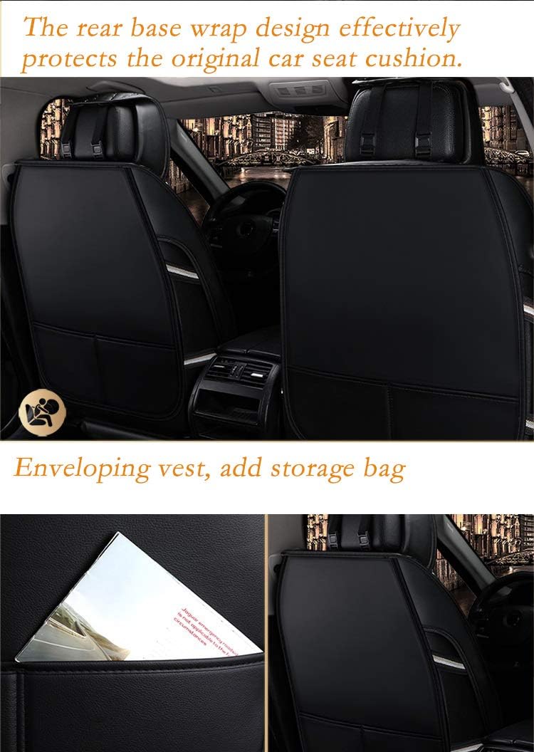Black-Pink PU Leather Car Seat Covers 5 Seats Full Set O726