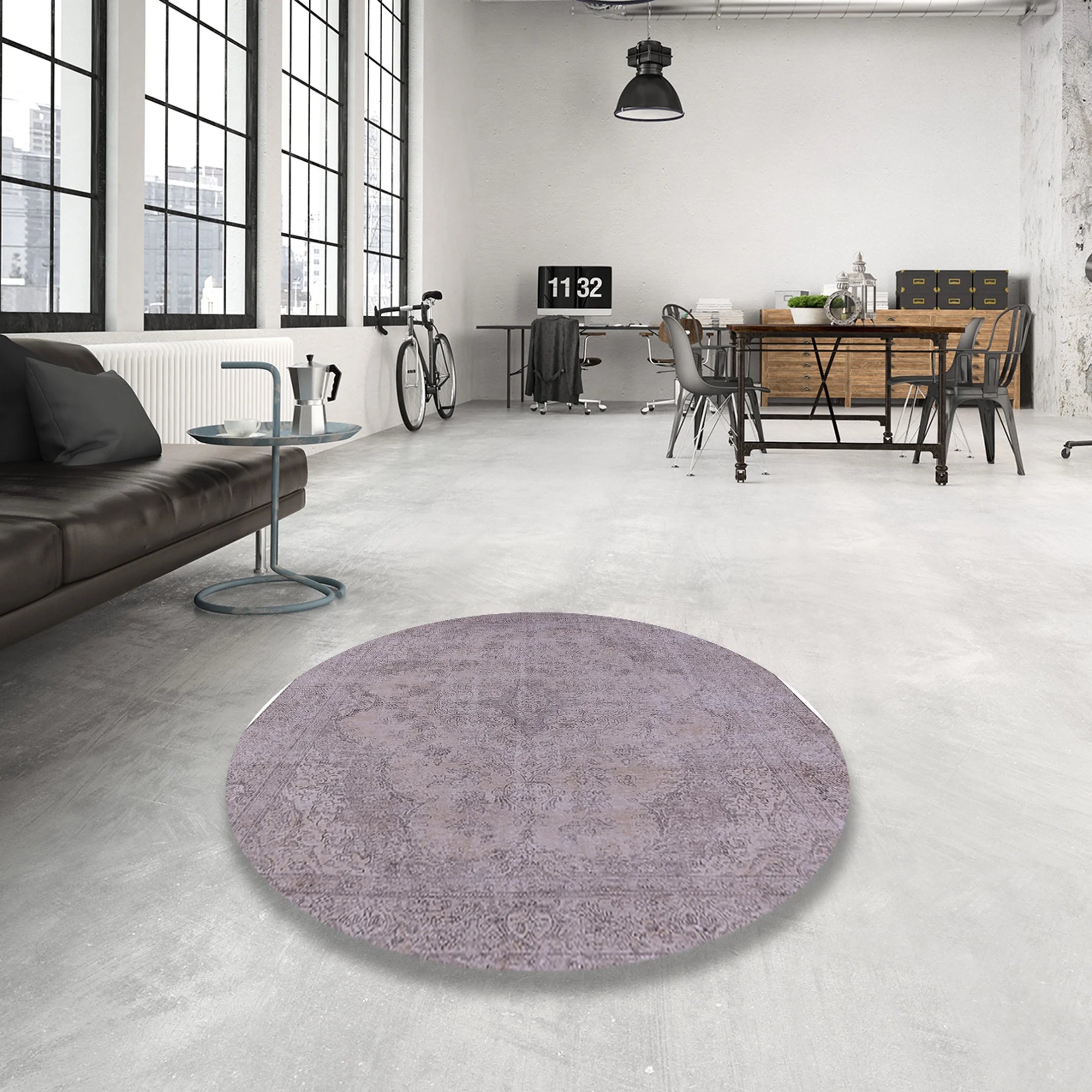 Silver Pink Rectangle Area Rug F305391