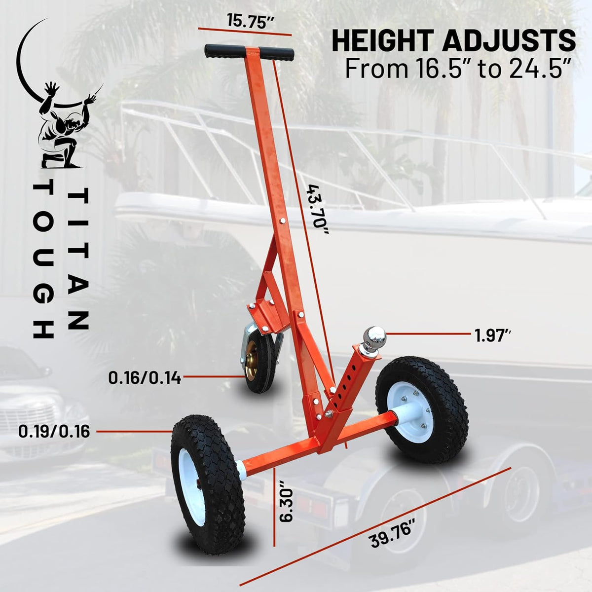 Adjustable Trailer Dolly with Caster Tow Dolly Trailer Mover with 2 Inch Ball G734