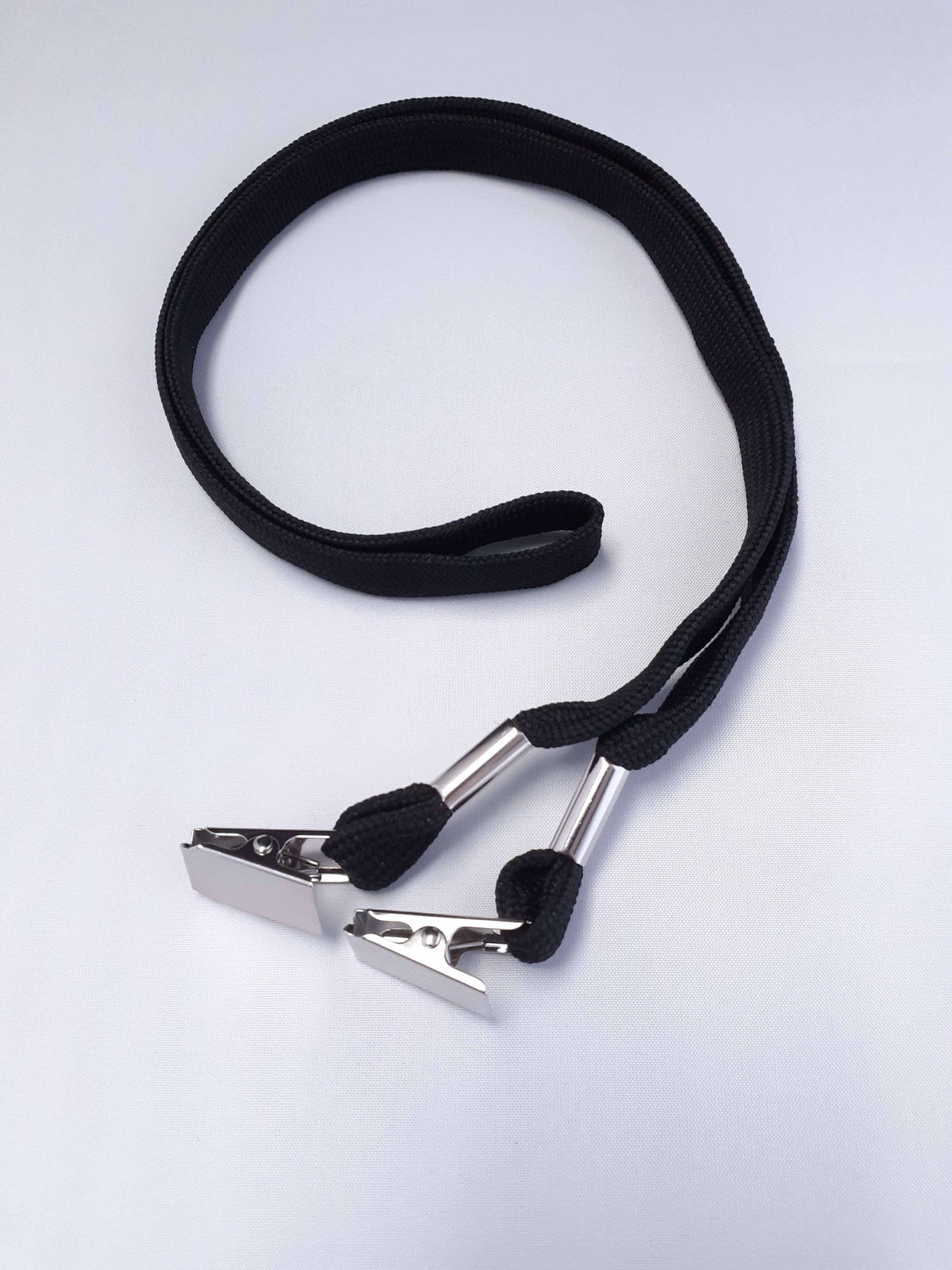 Black Double Clip Lanyards with Bulldog Clips T456656