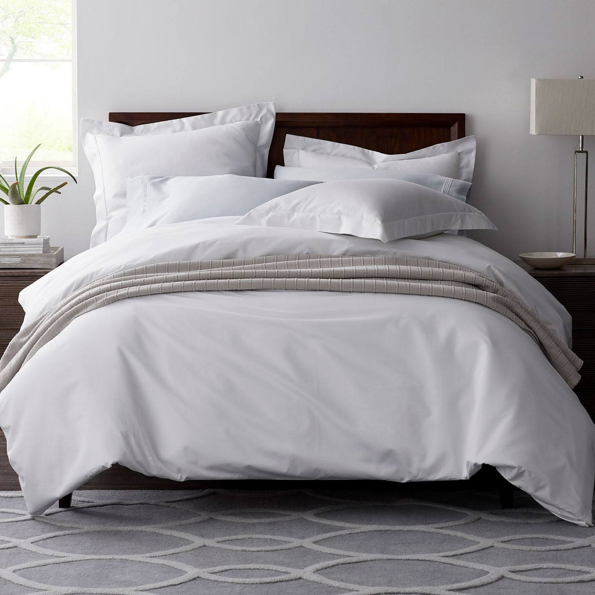 Pearl Gray Solid Egyptian Cotton Sateen Oversized Queen Duvet Cover A594