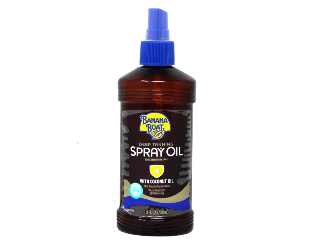 6 Pack Banana Boat Deep Tanning Oil Spray SPF 4, 8 Oz Each G378367