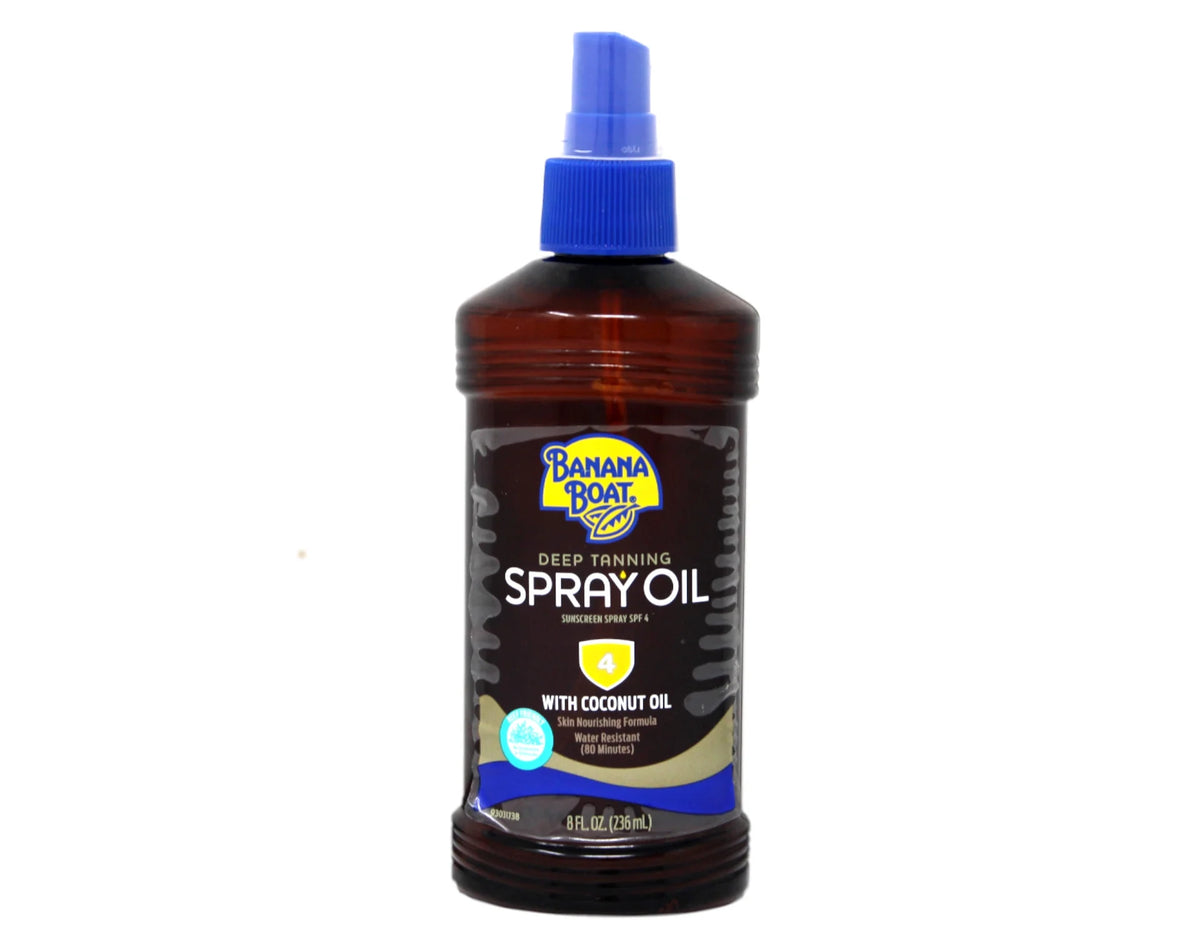 6 Pack Banana Boat Deep Tanning Oil Spray SPF 4, 8 Oz Each G378367
