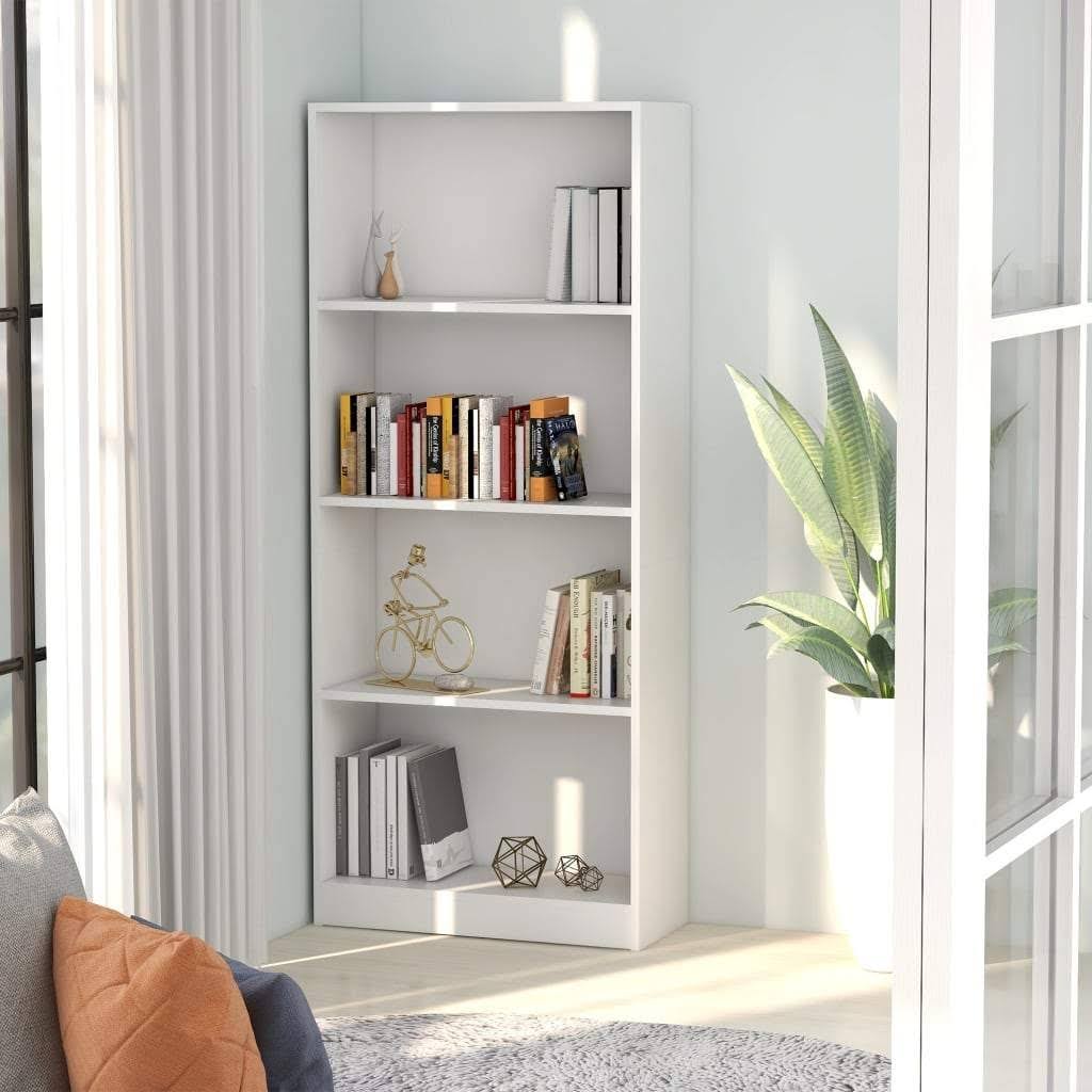 4-Tier White Chipboard Book Cabinet C130