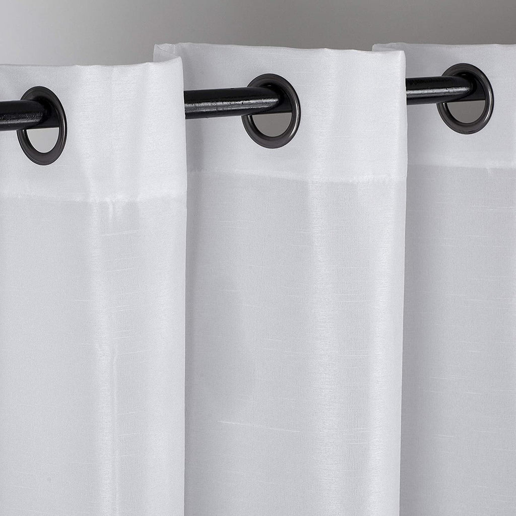 White 2 Panel Faux Silk Solid Curtain Drapes with Bronze Grommet 108" x 63" L M4163