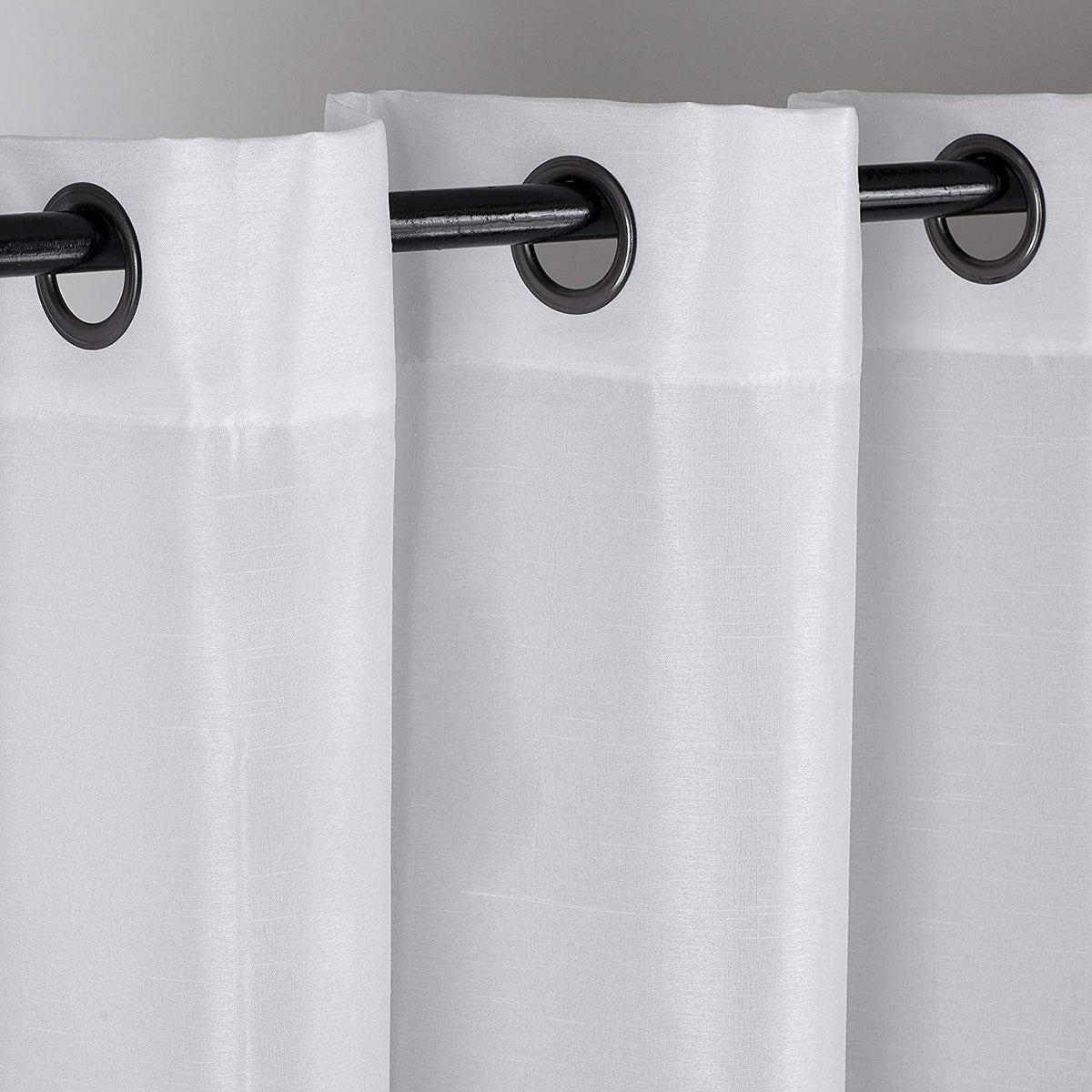 White 2 Panel Faux Silk Solid Curtain Drapes with Bronze Grommet 108" x 63" L M4163