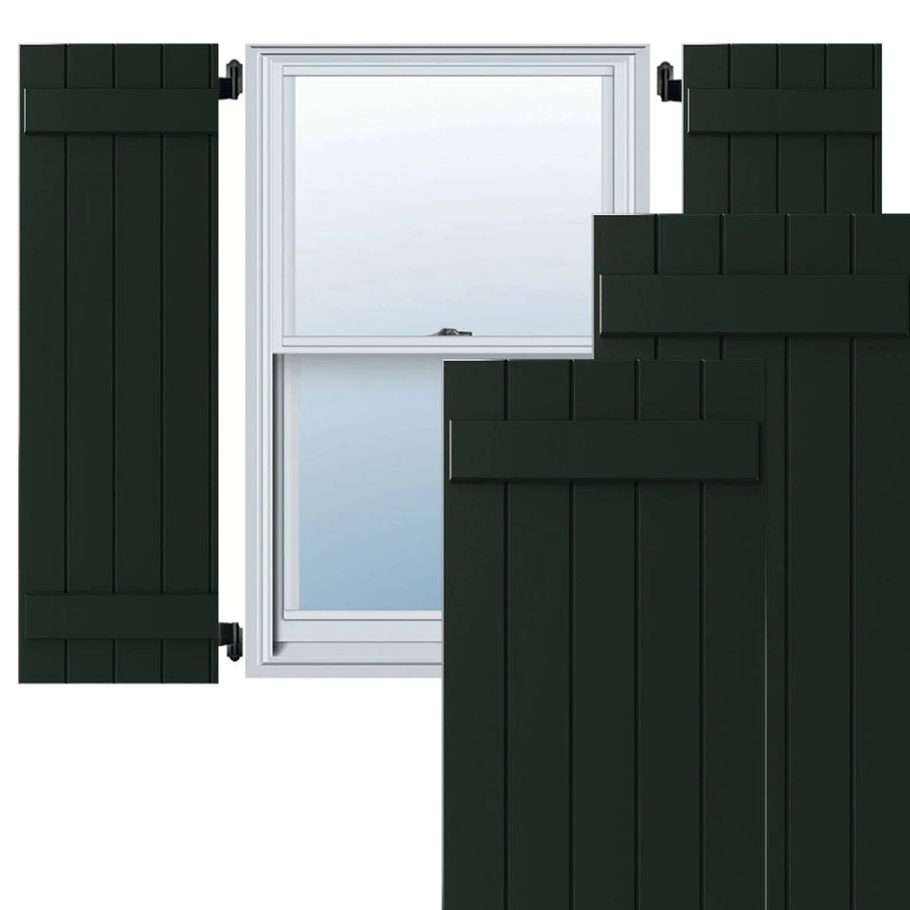 Chrome Composite Board-n-Batten Shutters (Per Pair) L448
