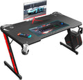 Carbon Fiber Black 44 inch Computer Desk with Cup Holder and Headphone Hook Q8198