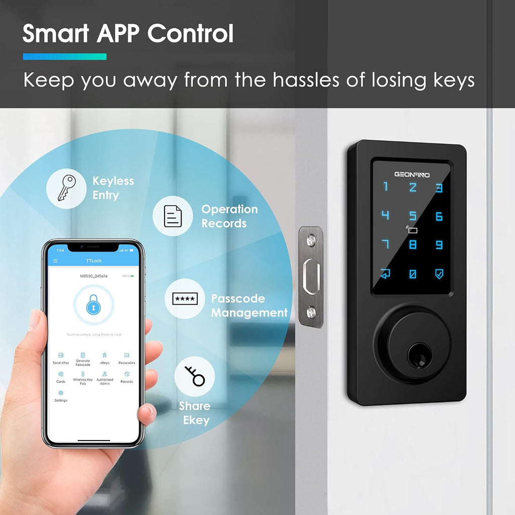 Keyless Entry Smart Deadbolt Lock with Bluetooth App, Electronic Keypad, IC Card, USB, Pack of 2 Z48953