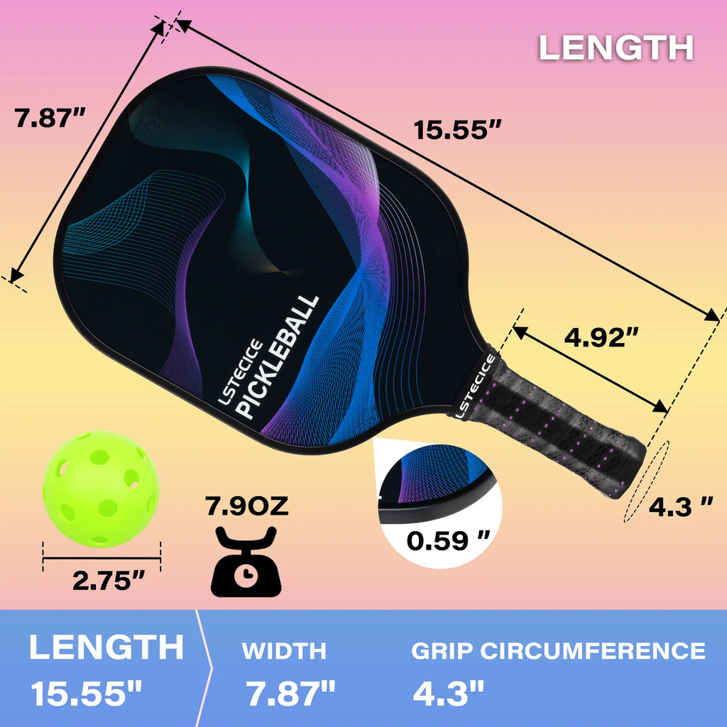 Purple Graphite Pickleball Paddles Set of 2 with Carry Case O118878