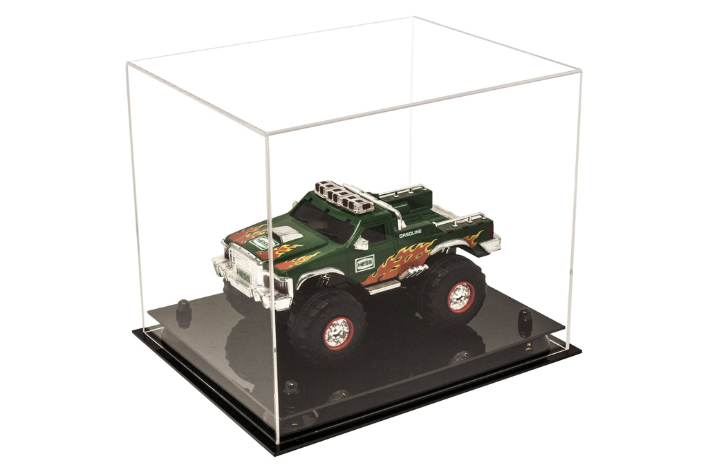 Clear Acrylic Display Case - Medium Rectangle Box with Gold Risers 12.25 inch x 10 inch x 10.5 inch R72258