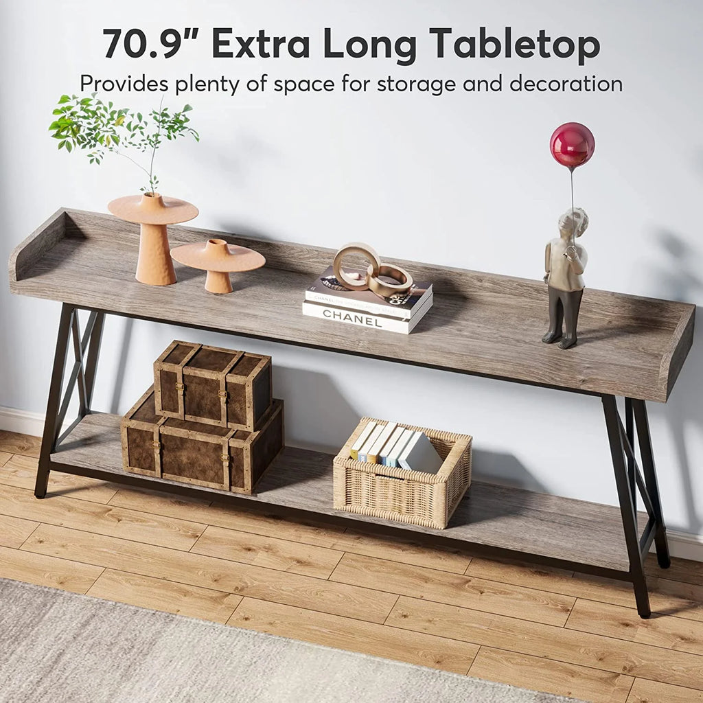 70.9 Inch Industrial Console Table Grey X416