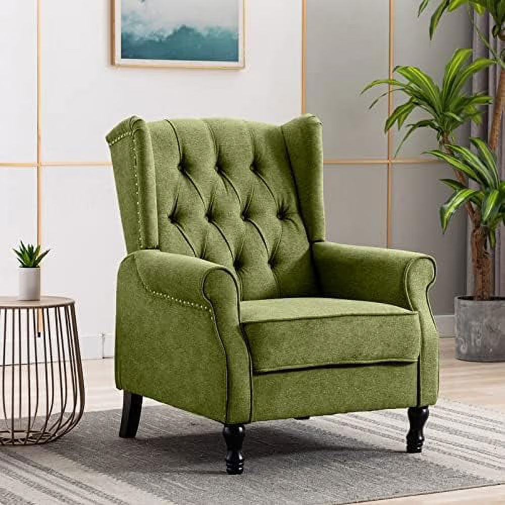 Yellow Linen Accent Chair with Wooden Legs M969