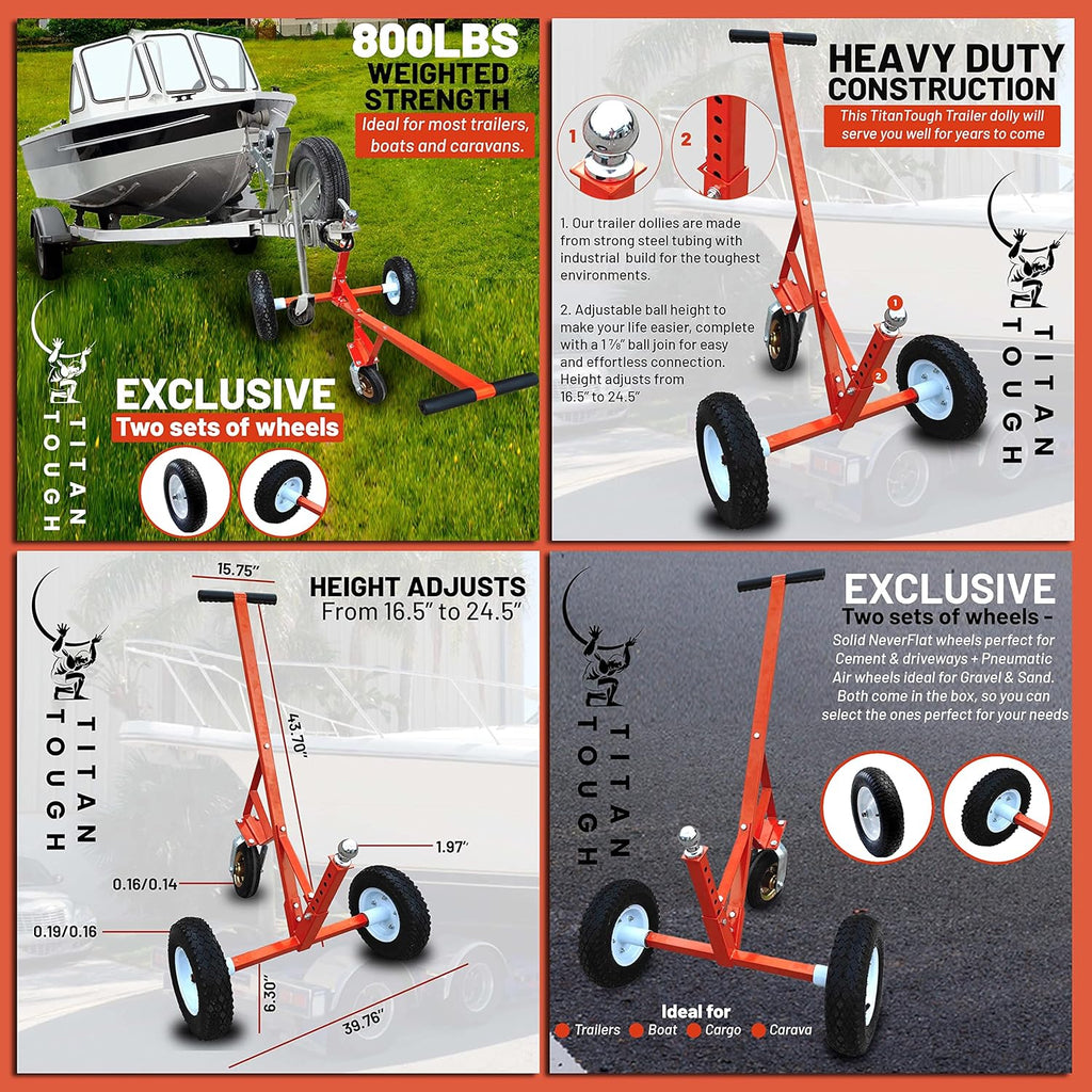 Adjustable Trailer Dolly with Caster Tow Dolly Trailer Mover with 2 Inch Ball G734