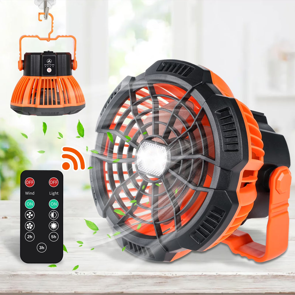 Rechargeable Camping Fan and LED Lantern with 270° Rotation and Built-In Hook C89084