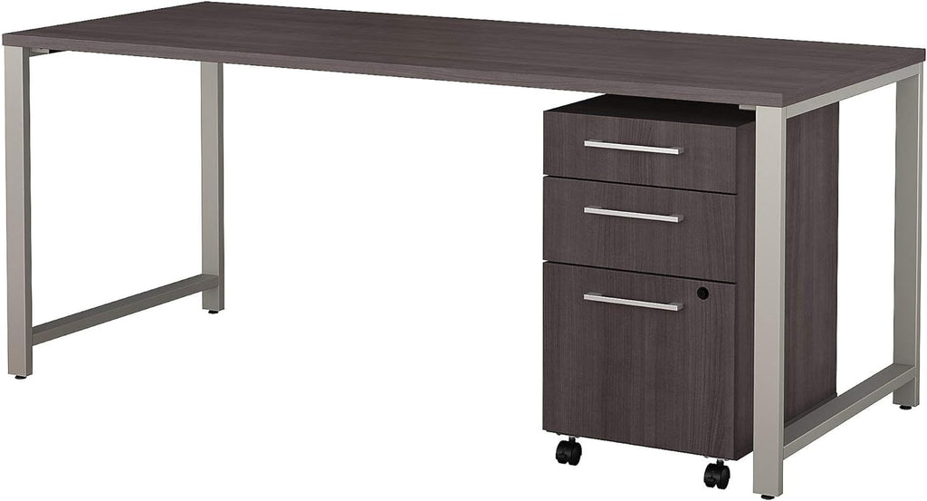 48W x 24D Table Desk with 3 Drawer Mobile File Cabinet in Storm Gray R6299