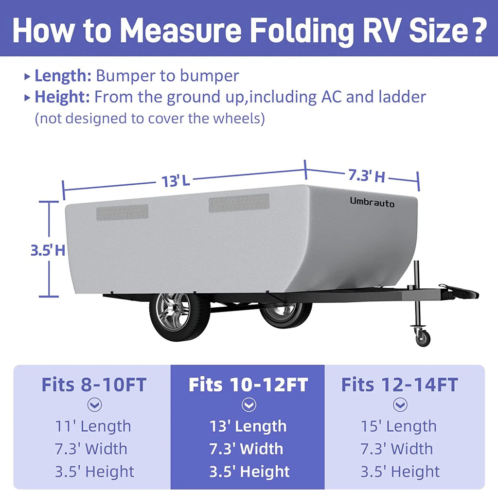 Gray Waterproof Pop Up Trailer Cover for 10' - 12' Trailers G197