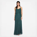 Beaded Blouson Gown, Dusty Emerald, Size: 14 A2229