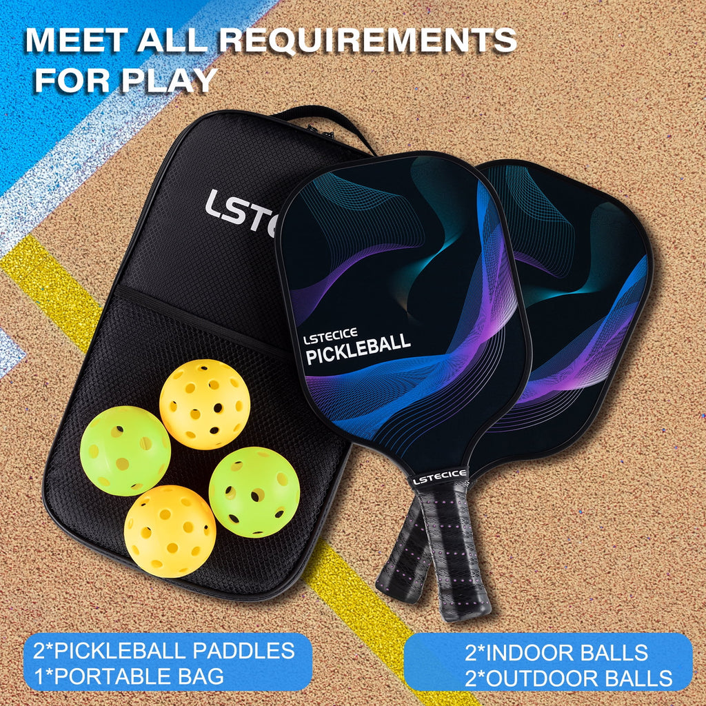 Purple Graphite Pickleball Paddles Set of 2 with Carry Case O118878