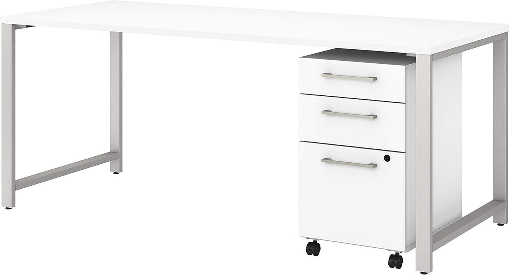 48W x 24D Table Desk with 3 Drawer Mobile File Cabinet in Storm Gray R6299