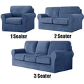Dark Blue 3 Piece Stretch Velvet Sofa Slipcover O456298