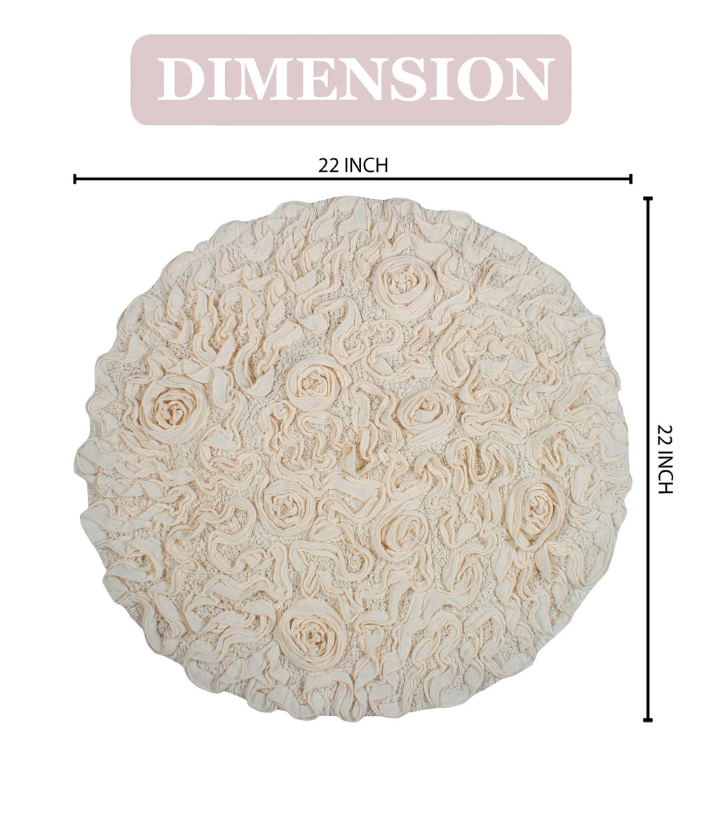 Ivory Cotton 22" Round Bathroom Rug M2954