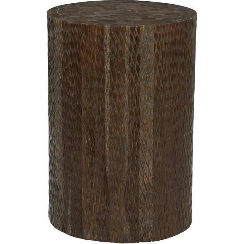 Brown Teak Wood Coastal Stool Q36946