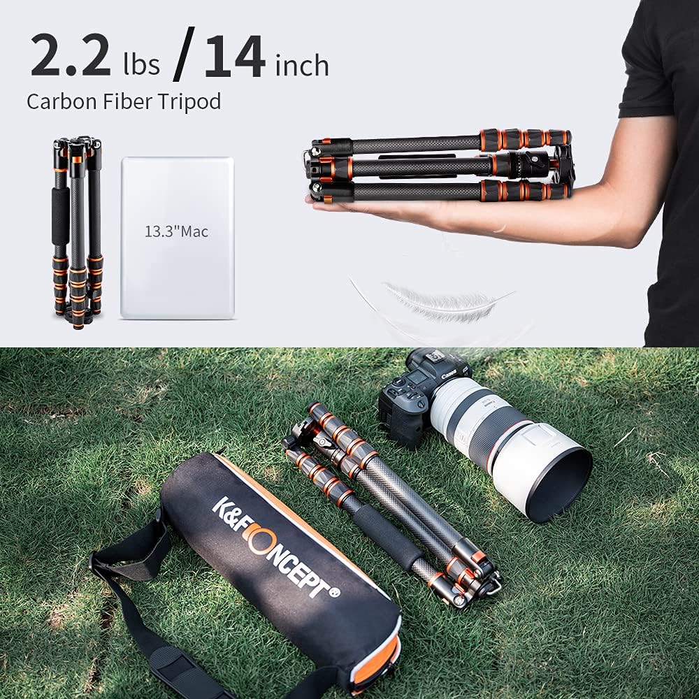 61 inch Carbon Fiber Camera Tripod with 360 Degree Ball Head Q485