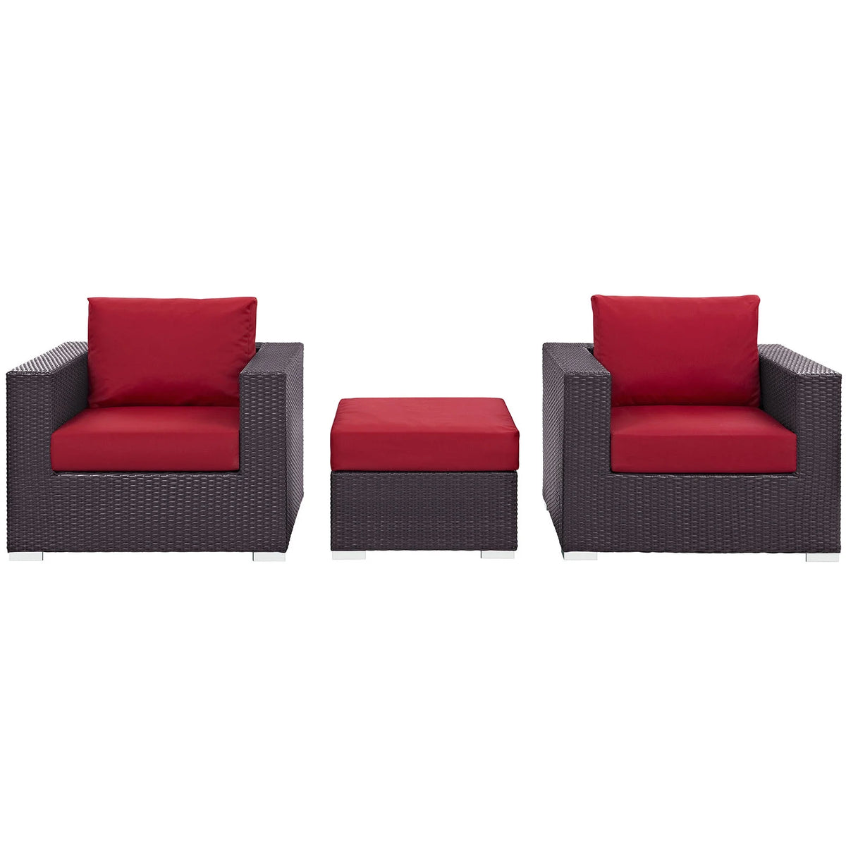 3 Piece Outdoor Patio Sofa Set in Espresso Red H225
