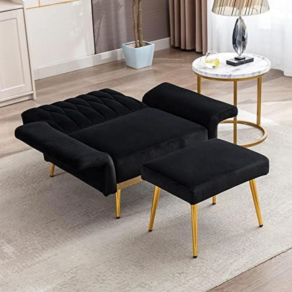 Modern Velvet Single Sofa Chair with Ottoman D5212