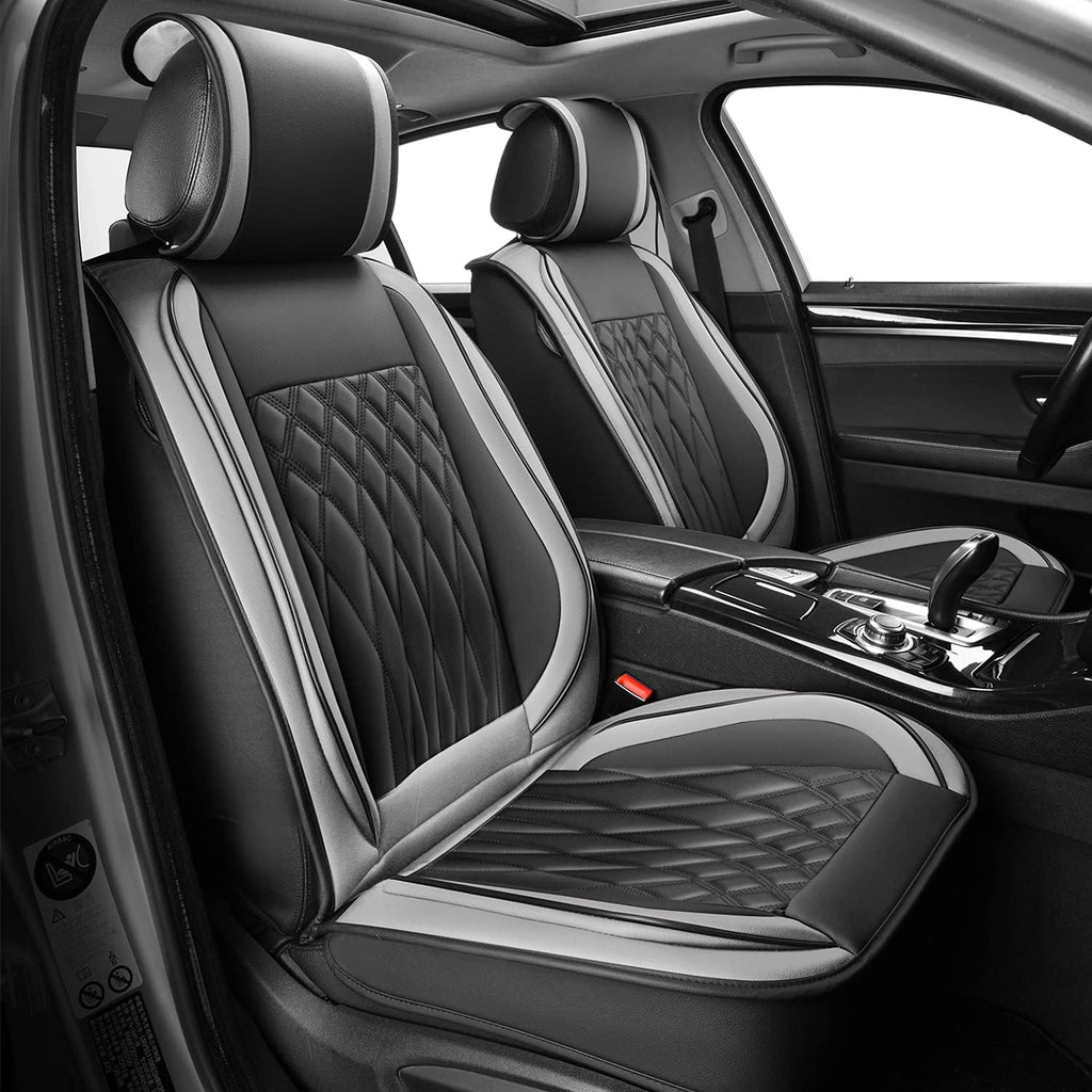 Black+Red Line Leather Car Seat Cover Pack of 2 E405528