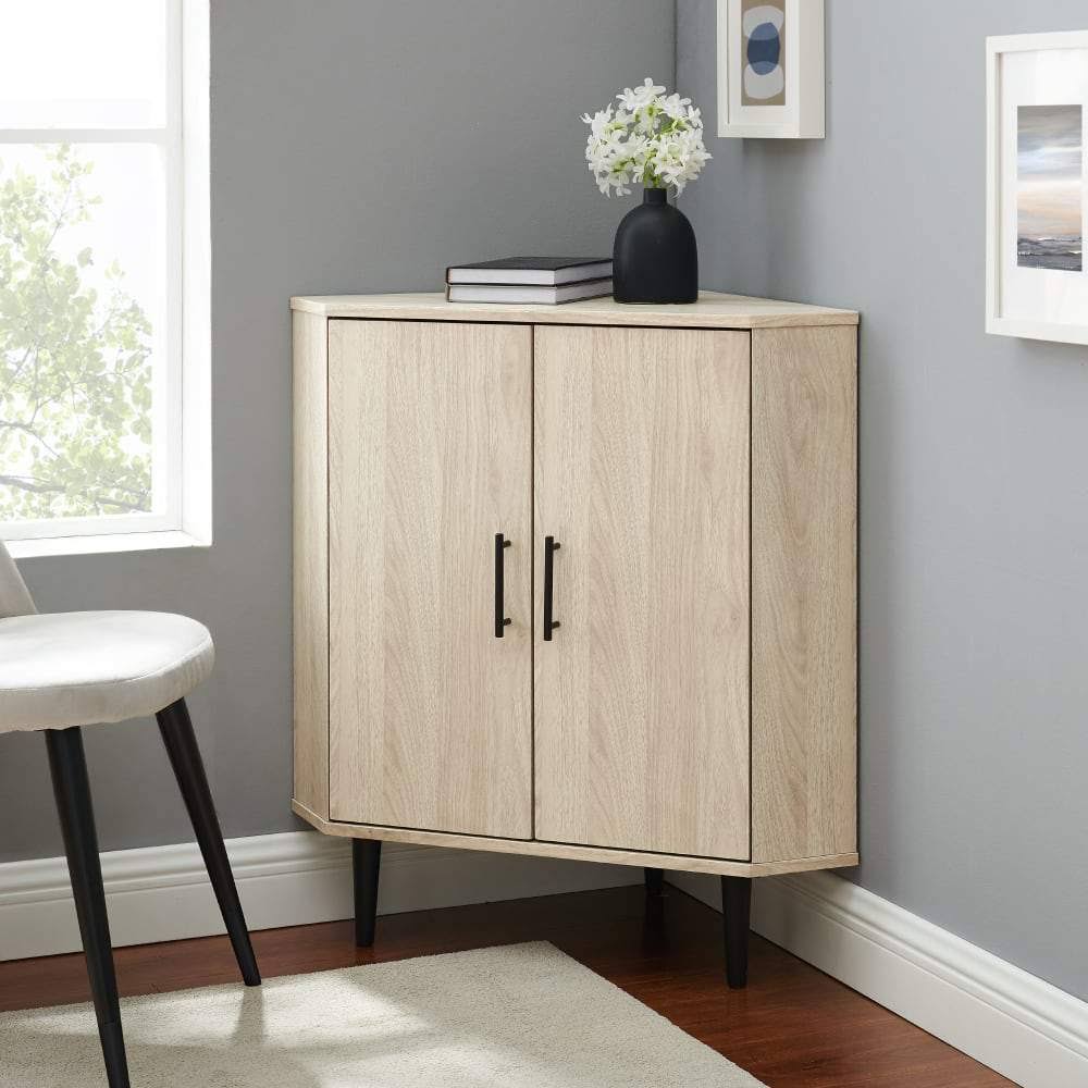 Dark Walnut Brown Double Door Corner Cabinet T77787