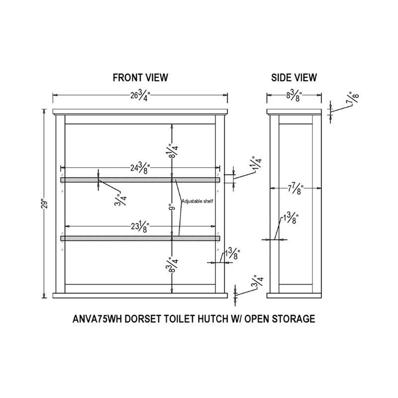Wall Mounted Bath Storage Cabinet with Two Open Shelves X882