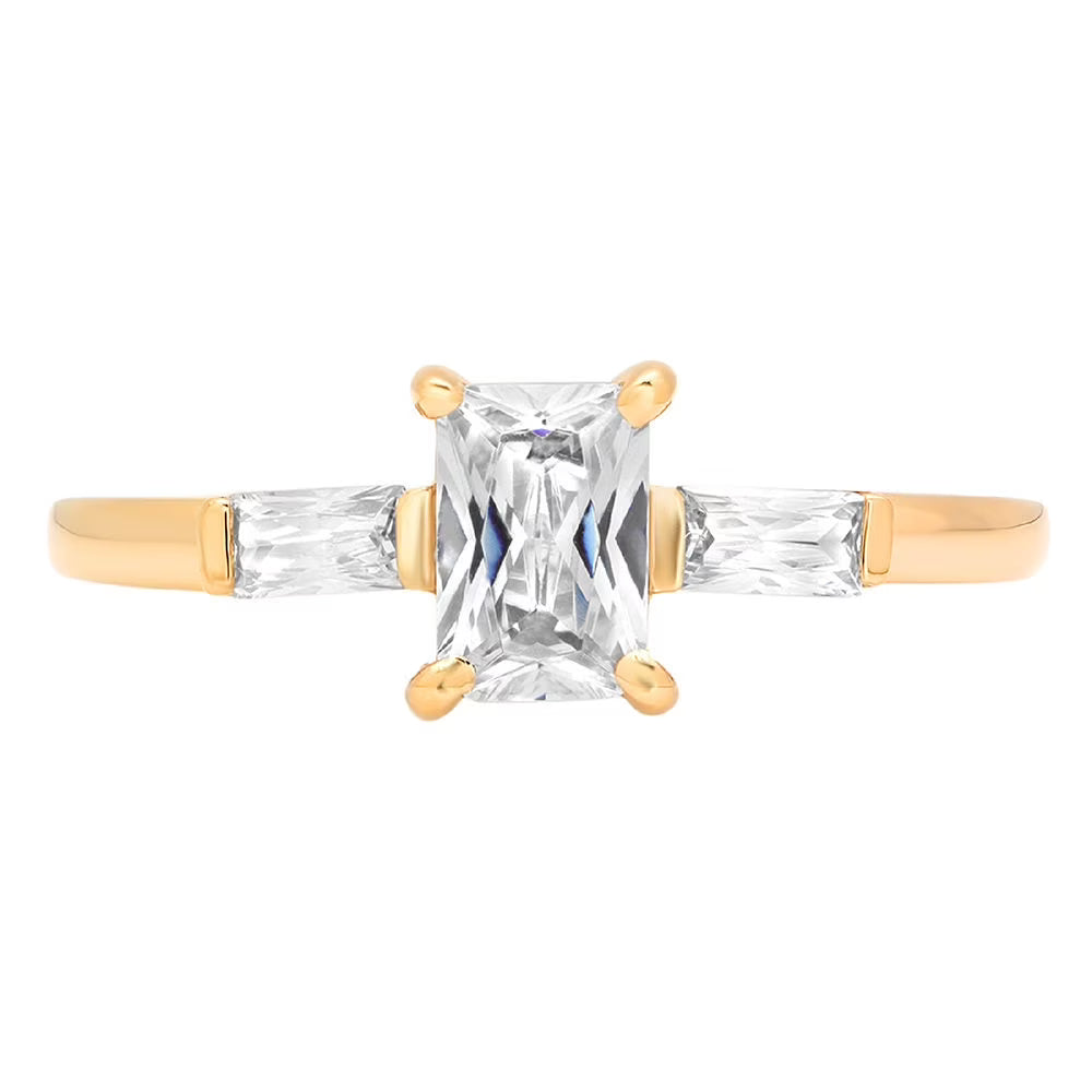 18K Yellow Gold Three-Stone Diamond Engagement Ring L2796