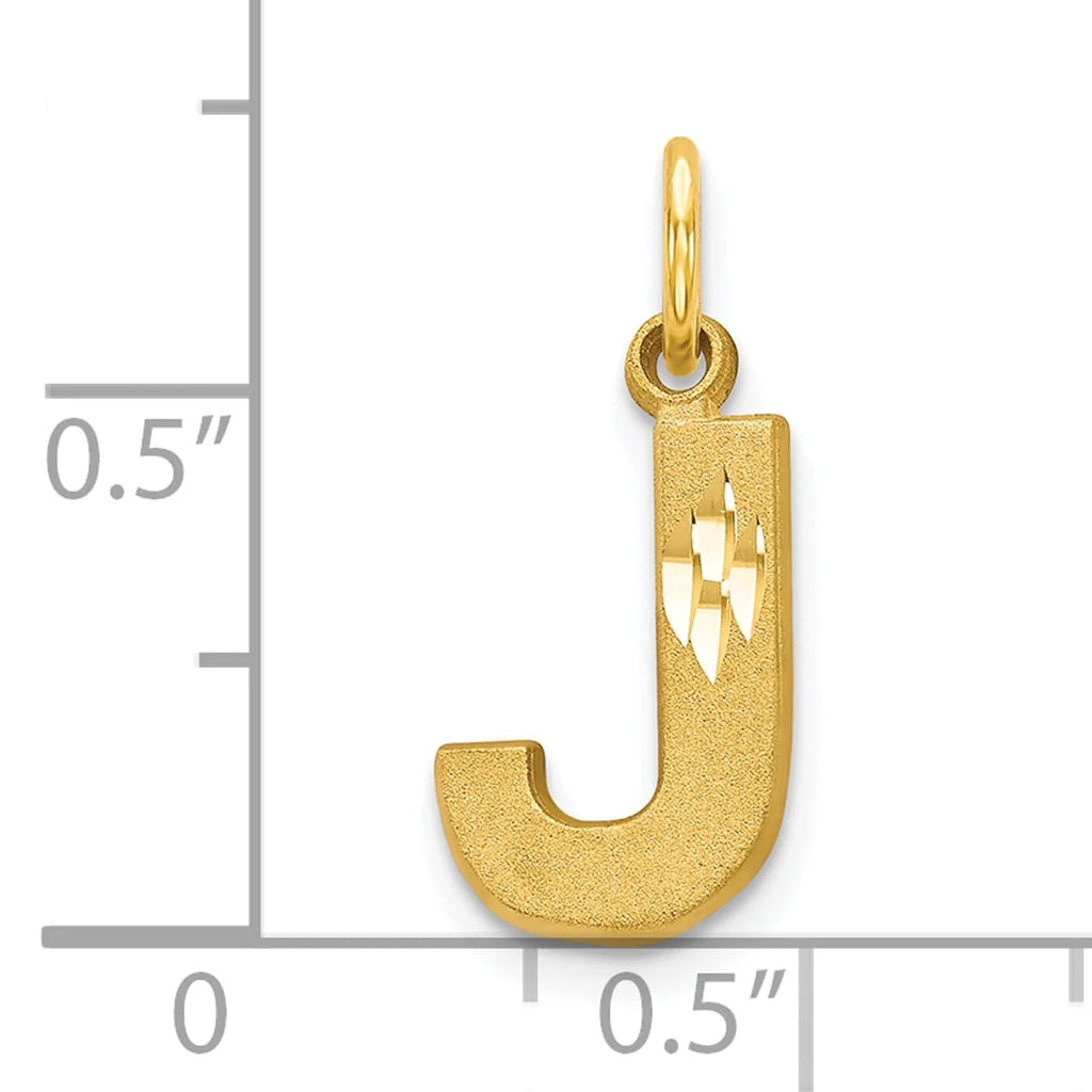 10K Yellow Gold Initial J Pendant Charm F377