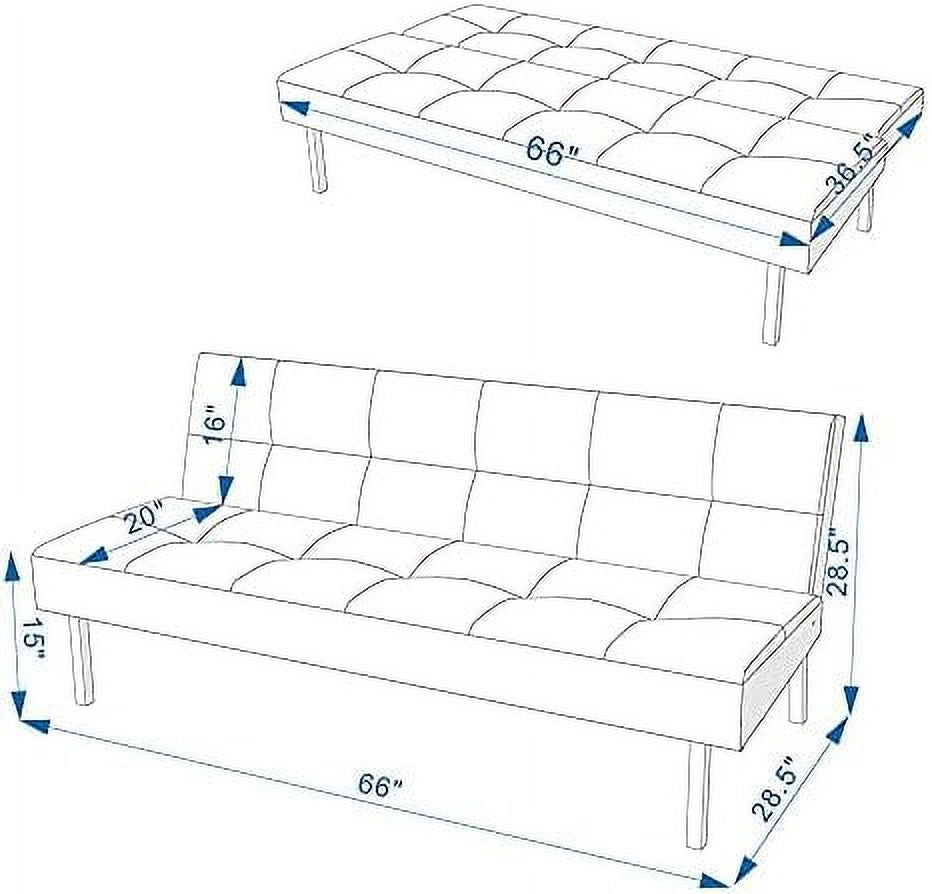 3 Seater Sofa Bed Click Clack Armless Fabric Couch Recliner (Grey) L58929