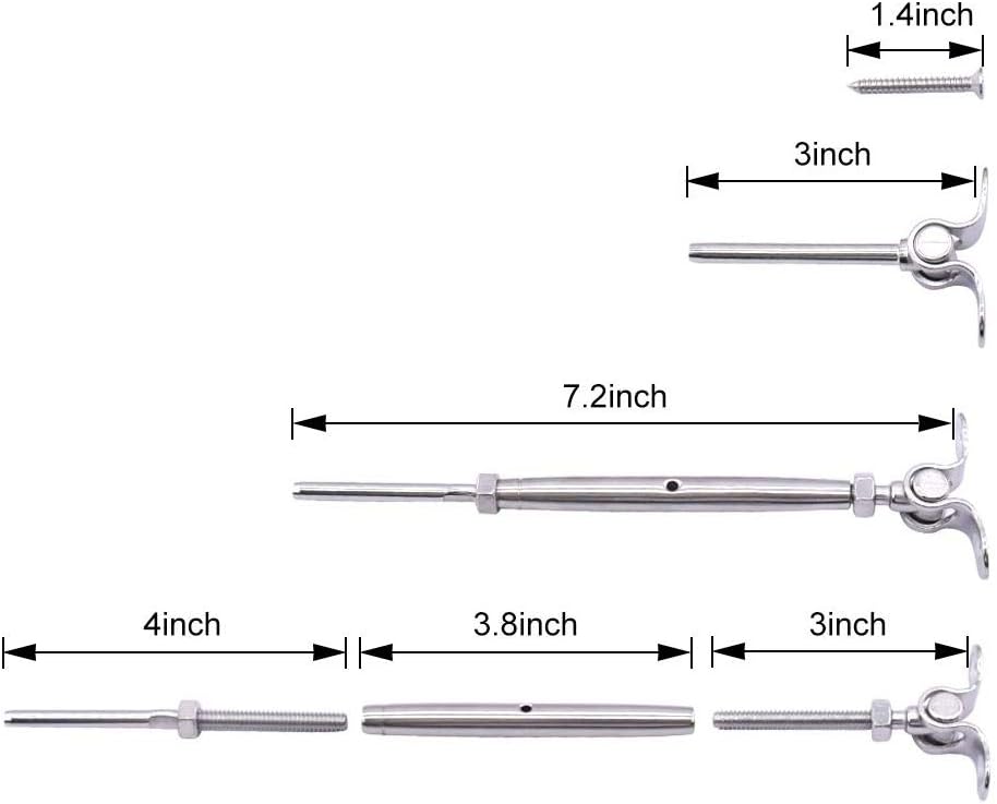 12 Pack T316 Stainless Steel Cable Railing Kits W955